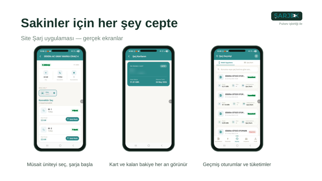 ŞARJEX mobil uygulama ekranları